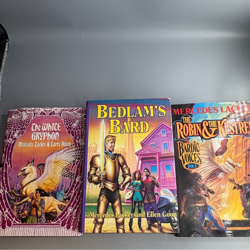 Mercedes Lackey Hardcovers white Gryphon, Bedlam’s Bard & Robin and the Kestrel